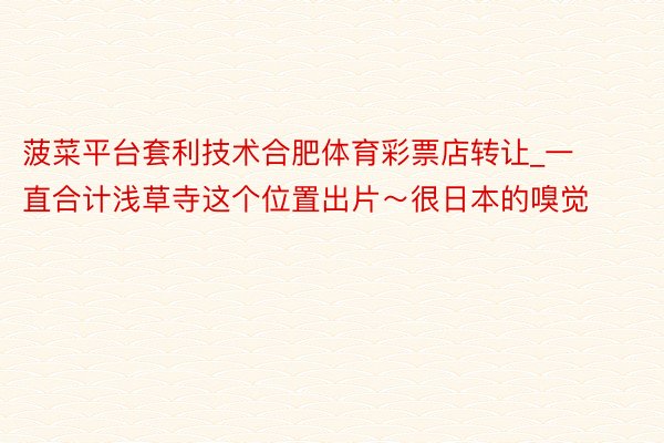菠菜平台套利技术合肥体育彩票店转让_一直合计浅草寺这个位置出片~很日本的嗅觉